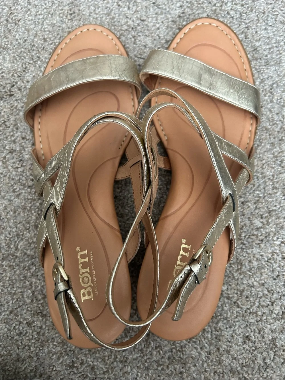 Born Metallic Gold Strappy Slingback Sandals